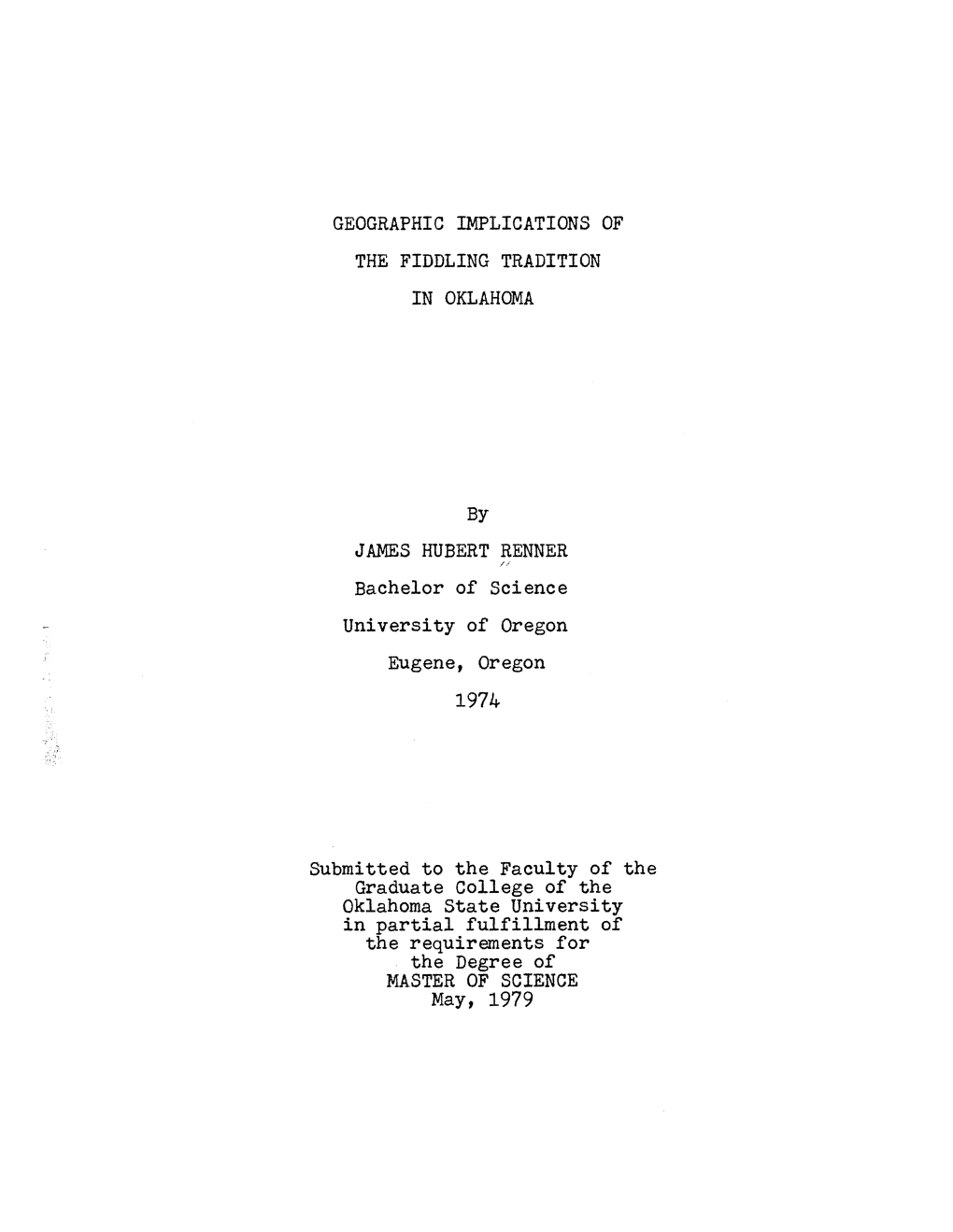 Geographic Implications of the Fiddling Tradition in Oklahoma