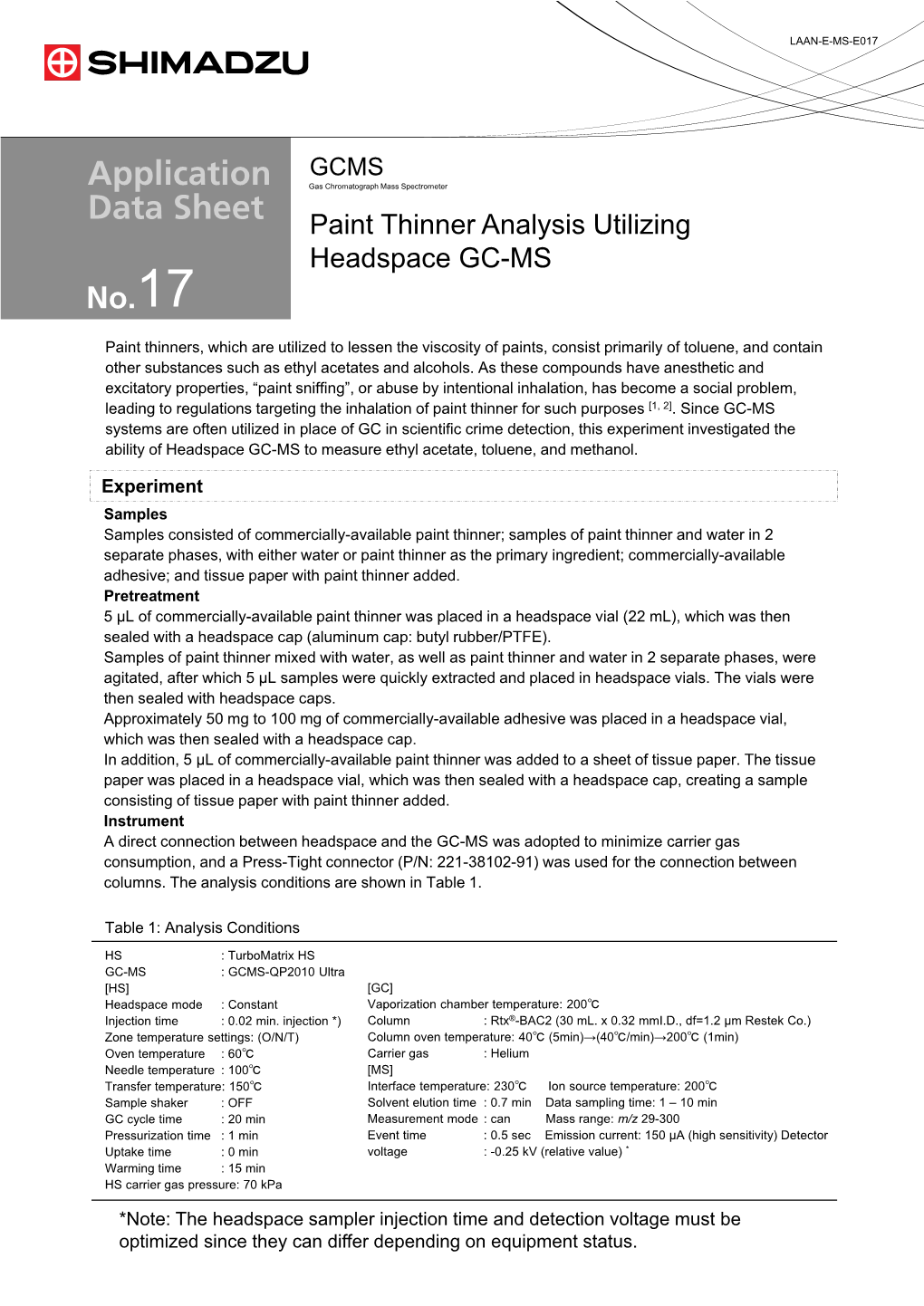 Paint Thinner Analysis Utilizing Headspace GC-MS 17