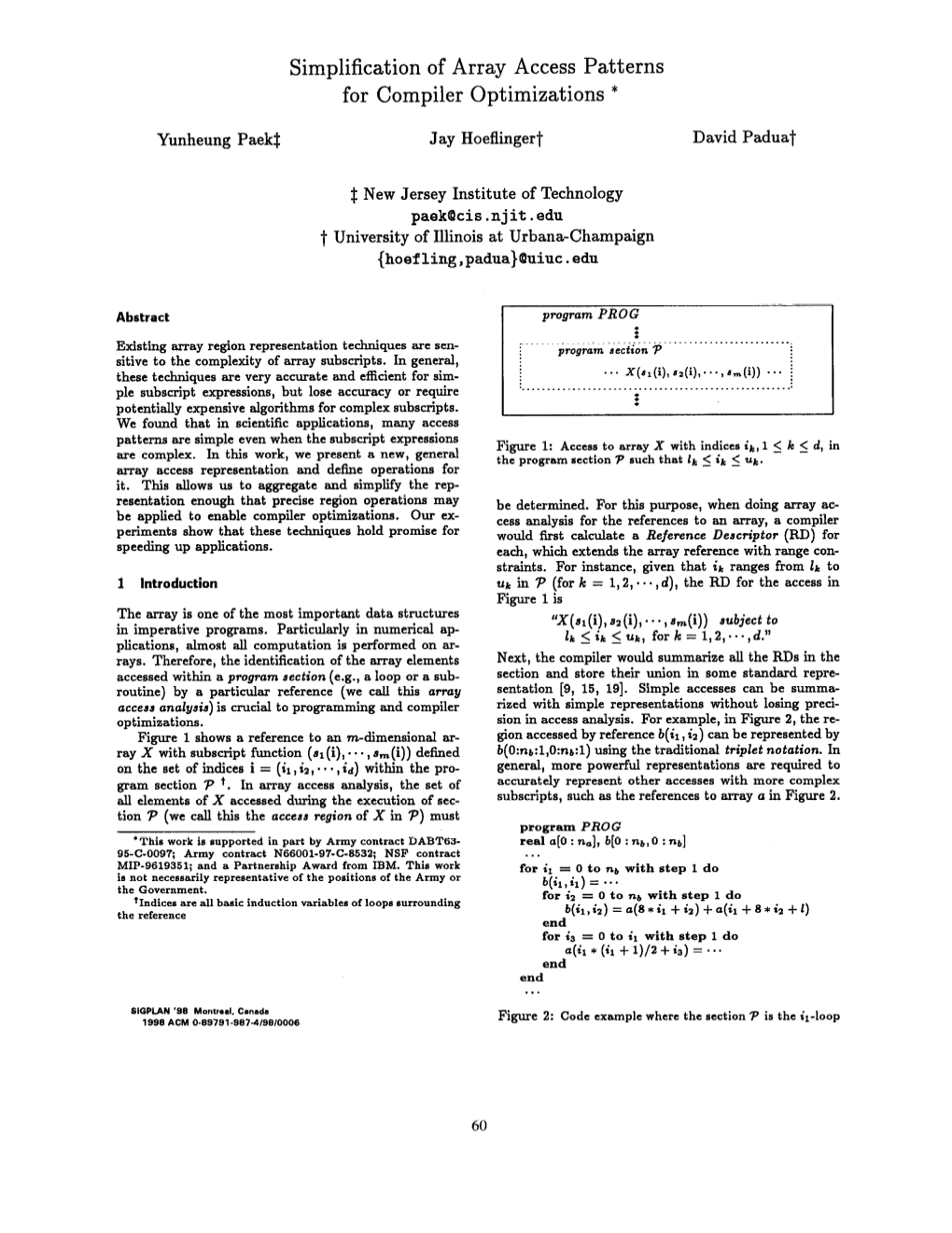 Simplification of Array Access Patterns for Compiler Optimizations *