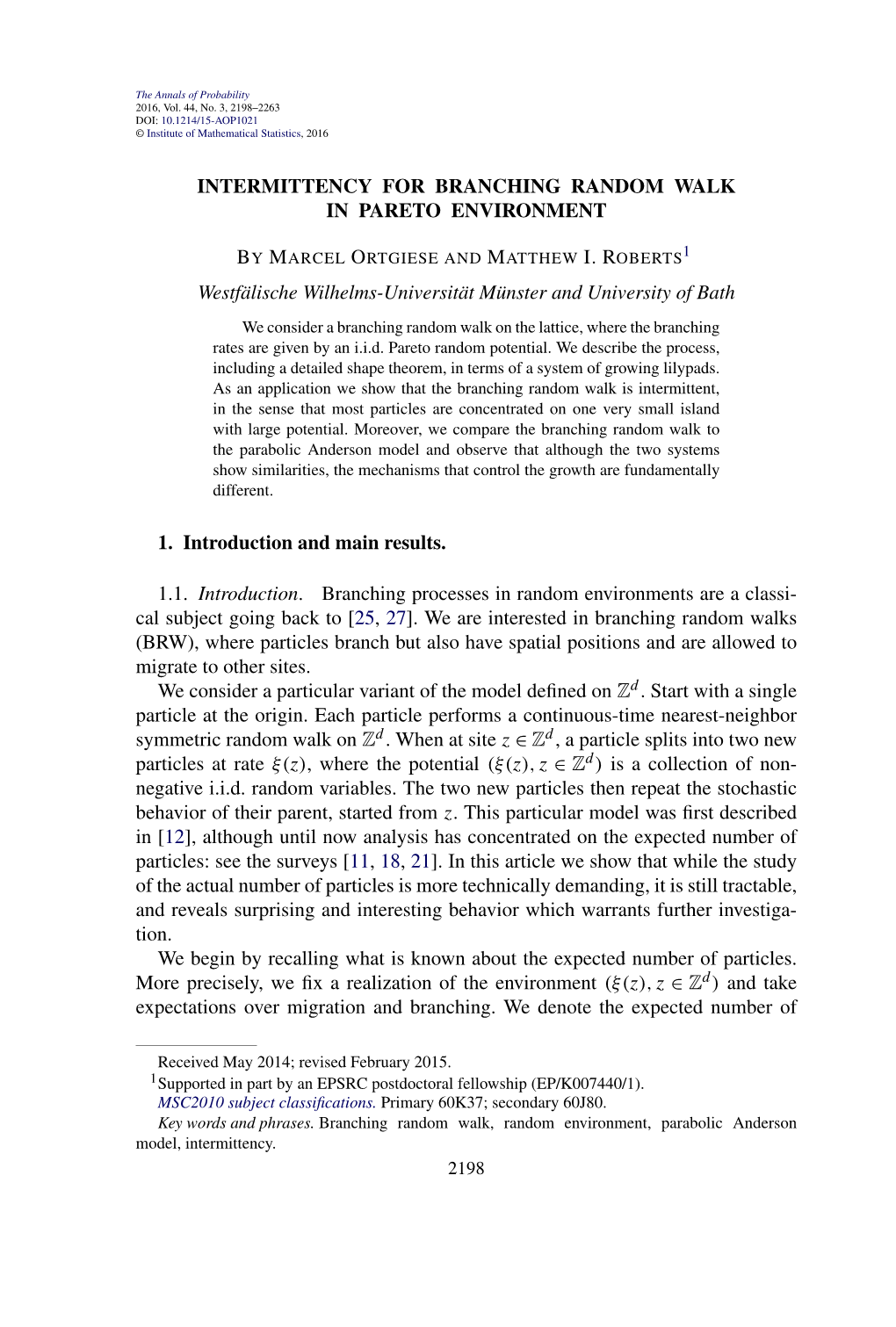 Intermittency for Branching Random Walk in Pareto Environment