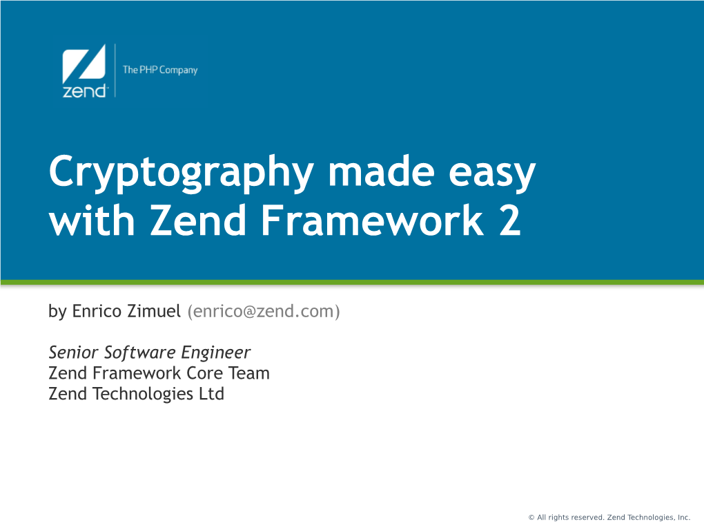 Cryptography Made Easy with Zend Framework 2