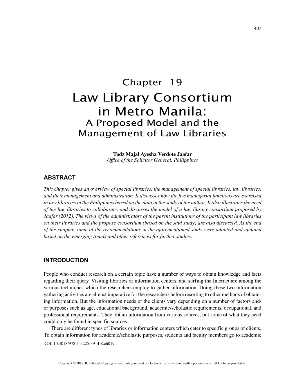 Law Library Consortium in Metro Manila: a Proposed Model and the Management of Law Libraries