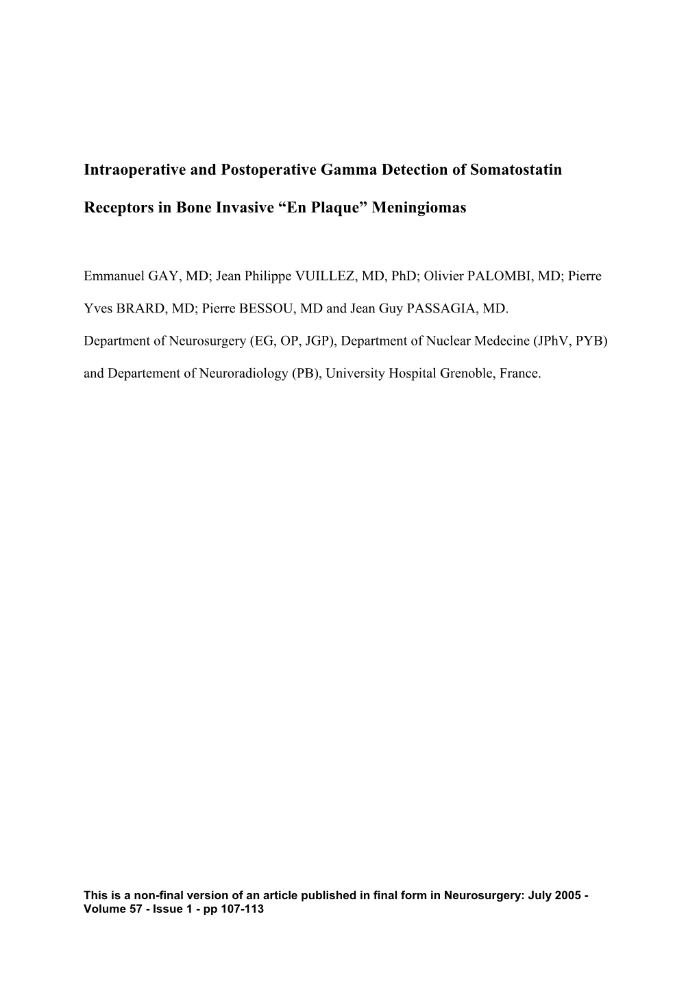 Intraoperative Gamma Probe Detection of Bone Invasive