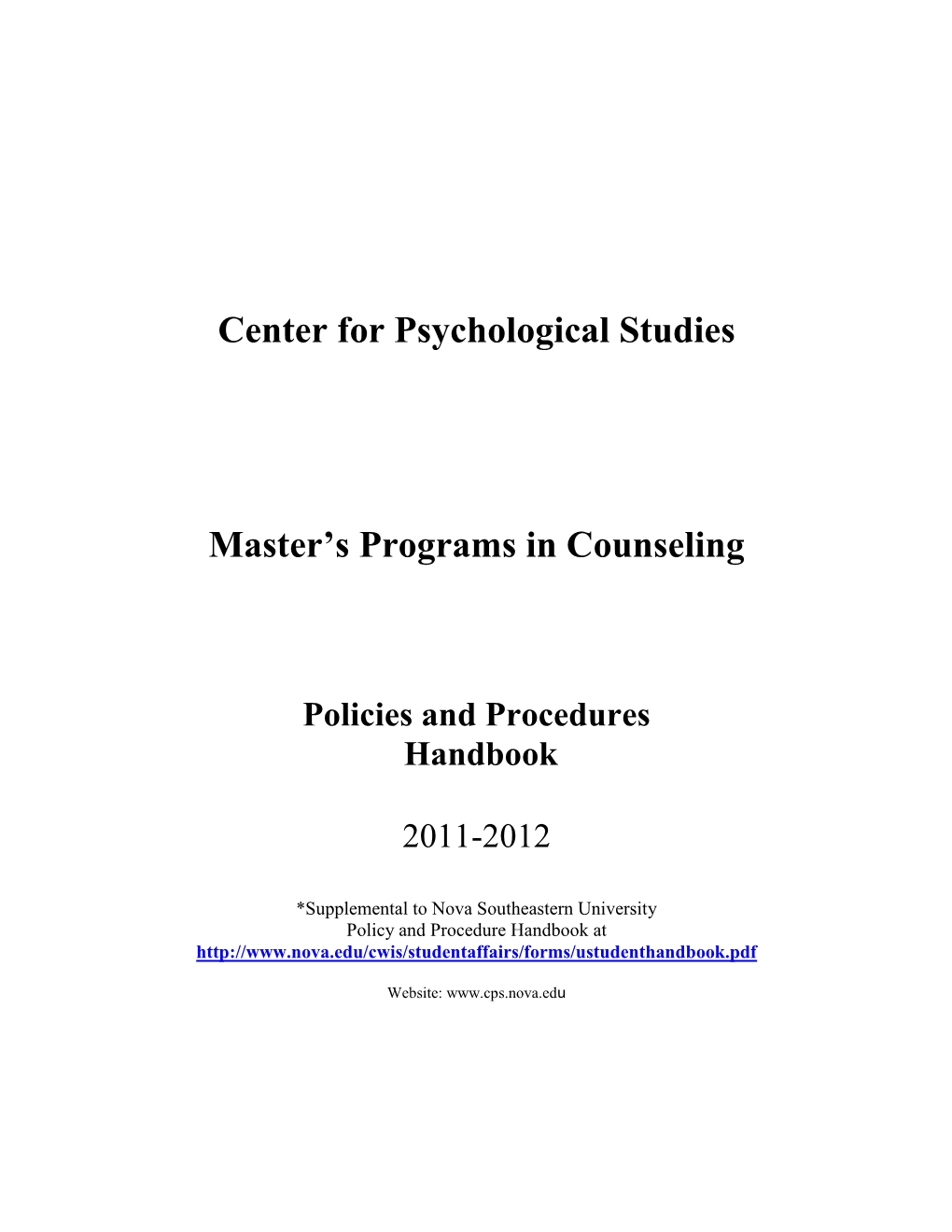 Center for Psychological Studies Master's Programs in Counseling