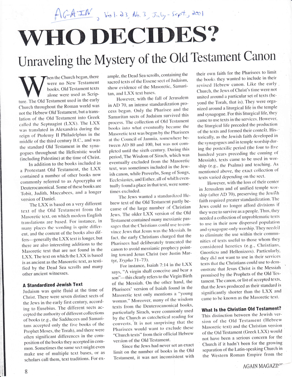 Unraveling the Mystery of the Old Testament Canon