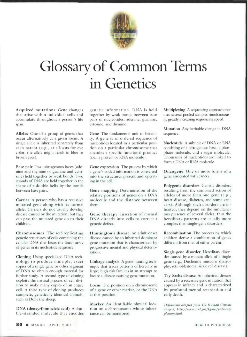 Glossary of Common Terms in Genetics