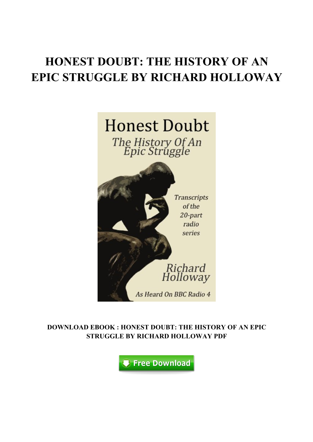 Honest Doubt: the History of an Epic Struggle by Richard Holloway