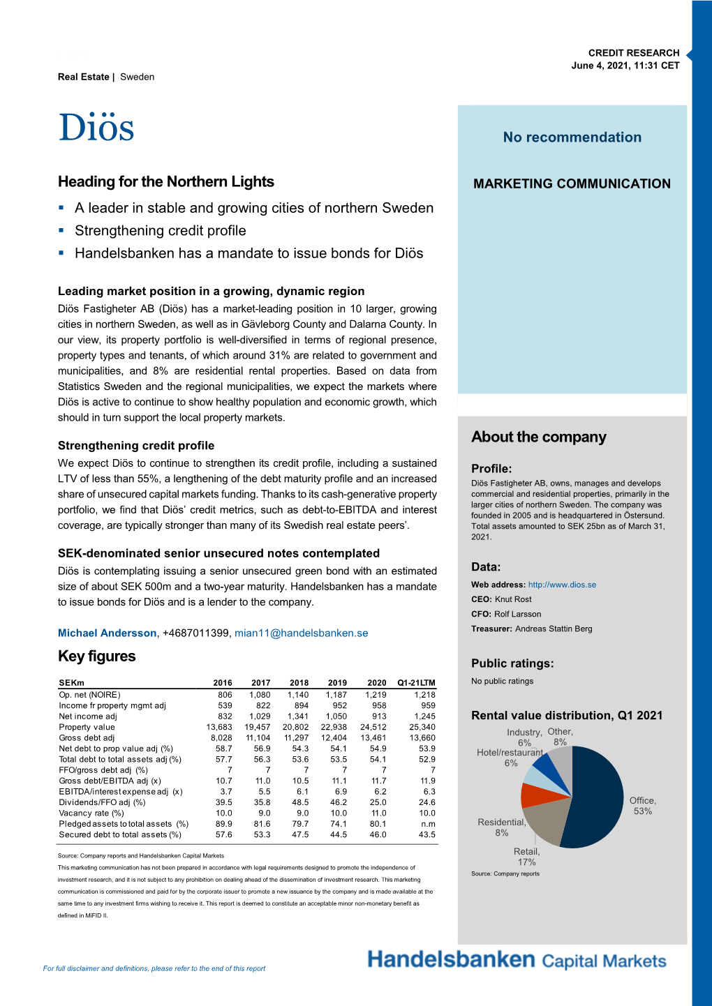 CREDIT RESEARCH June 4, 2021, 11:31 CET Real Estate | Sweden