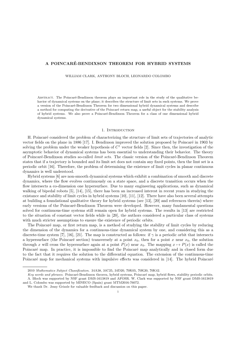 A Poincaré-Bendixson Theorem for Hybrid Systems