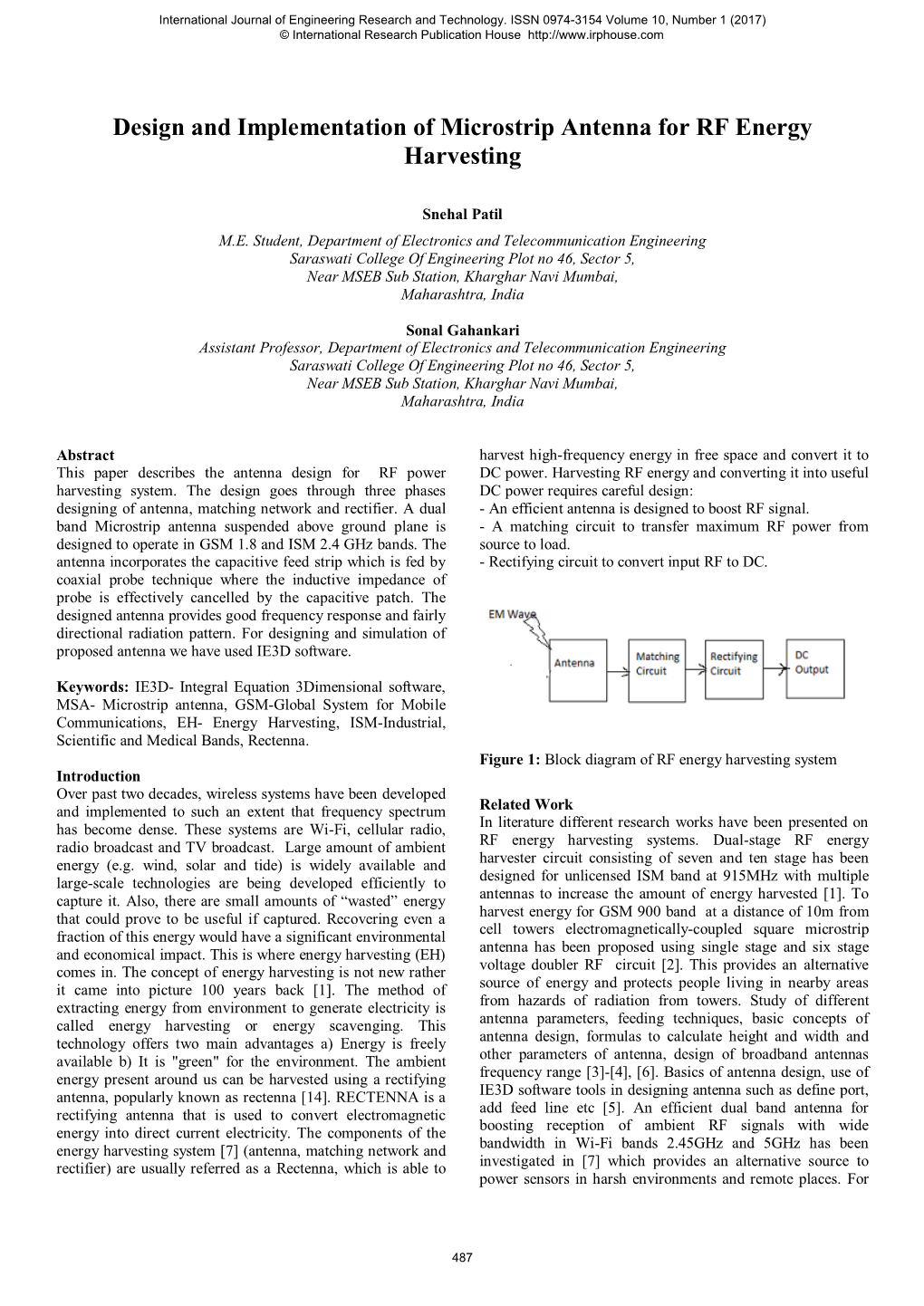 Design and Implementation of Microstrip Antenna for RF Energy Harvesting