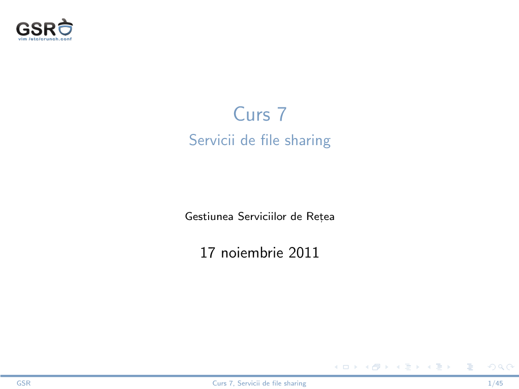 Curs 7 Servicii De ﬁle Sharing