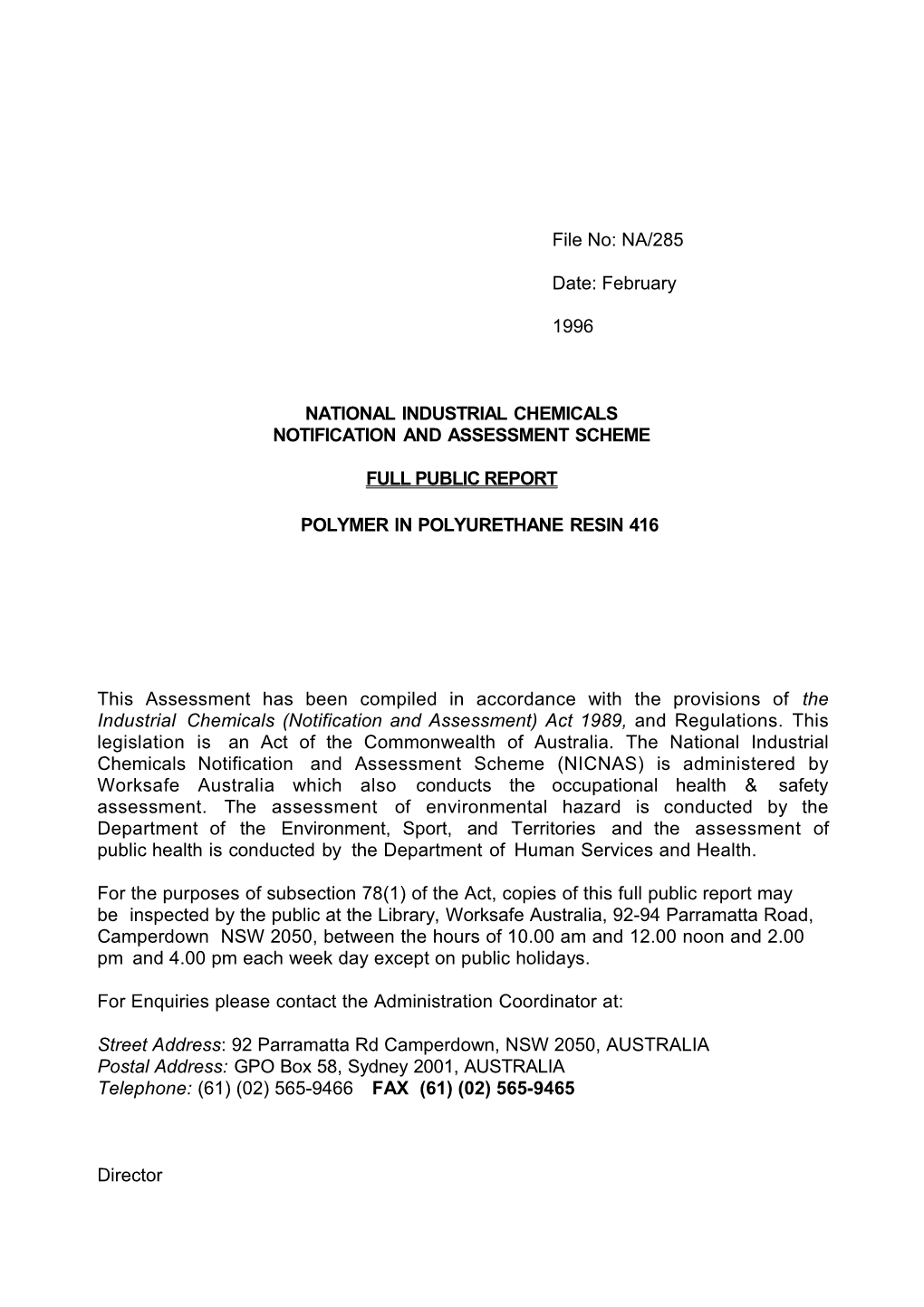 National Industrial Chemicals Notification and Assessment Scheme s3