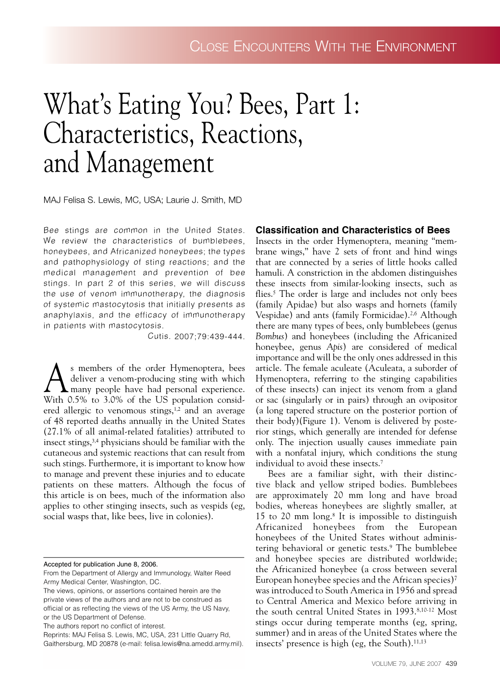 Bees, Part 1: Characteristics, Reactions, and Management