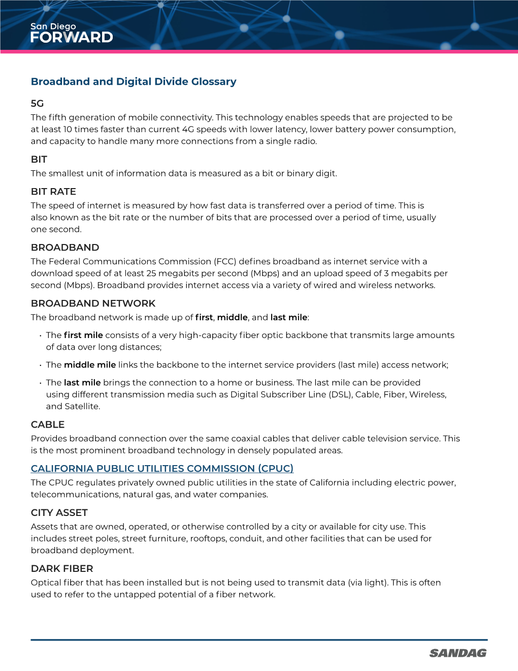 Broadband and Digital Divide Glossary