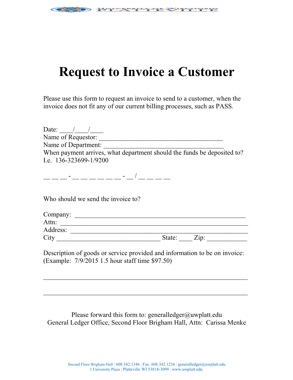 Request to Invoice a Customer