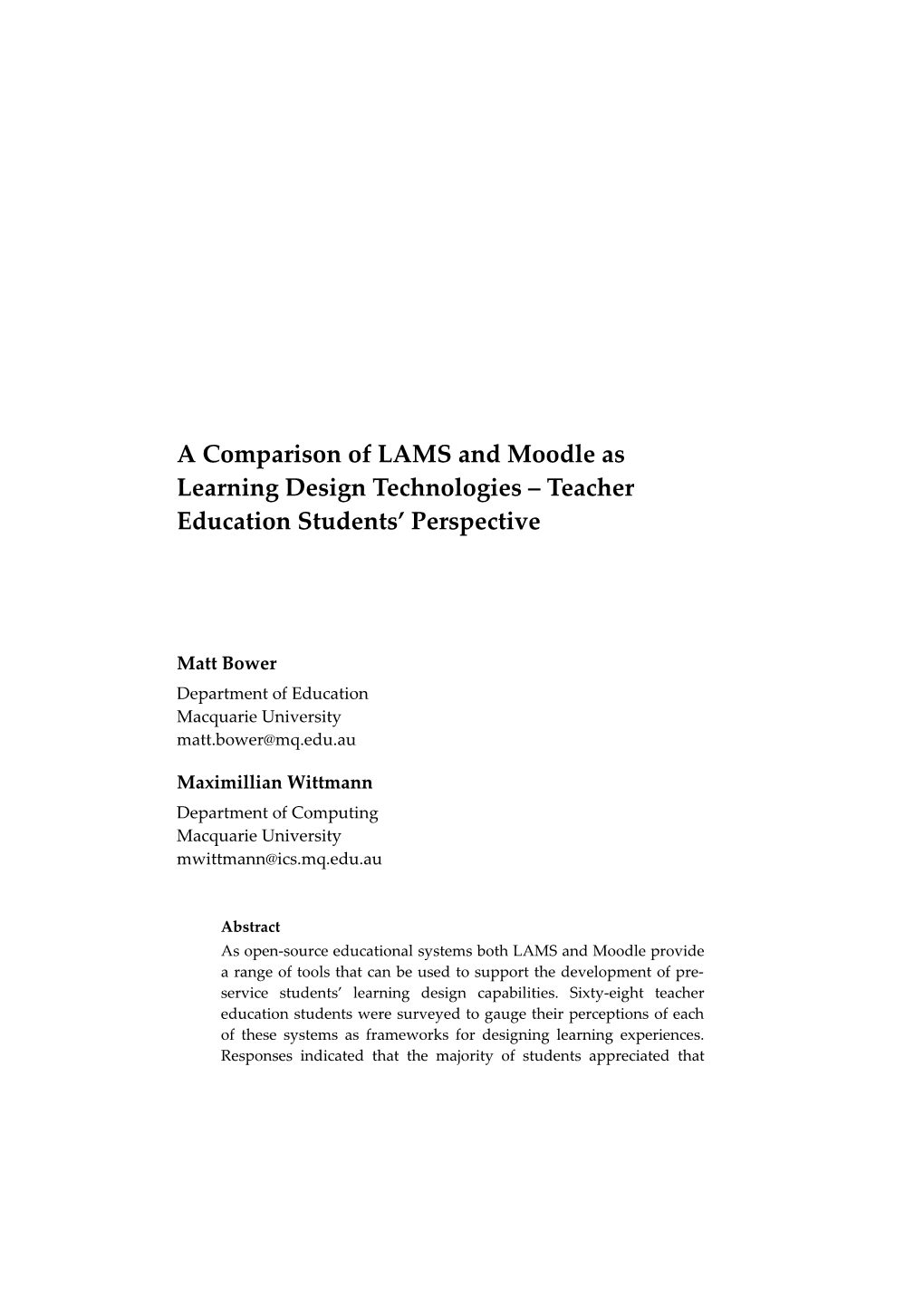 Template for LAMS Conference 2006