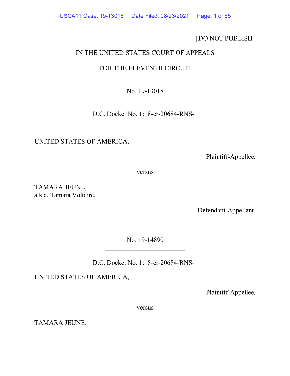 [DO NOT PUBLISH] in the UNITED STATES COURT of APPEALS for the ELEVENTH CIRCUIT No. 19-13018 ___