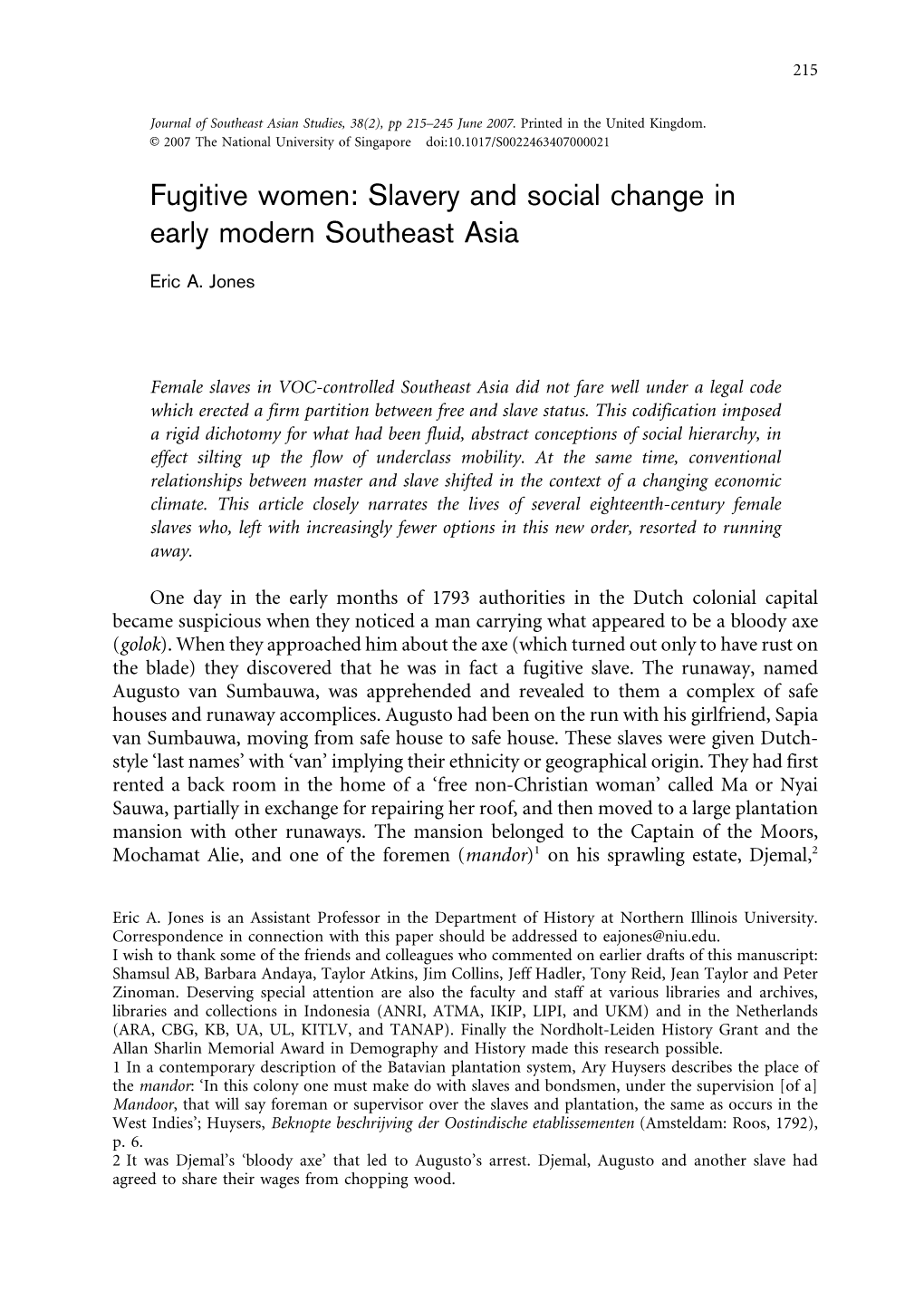 Slavery and Social Change in Early Modern Southeast Asia