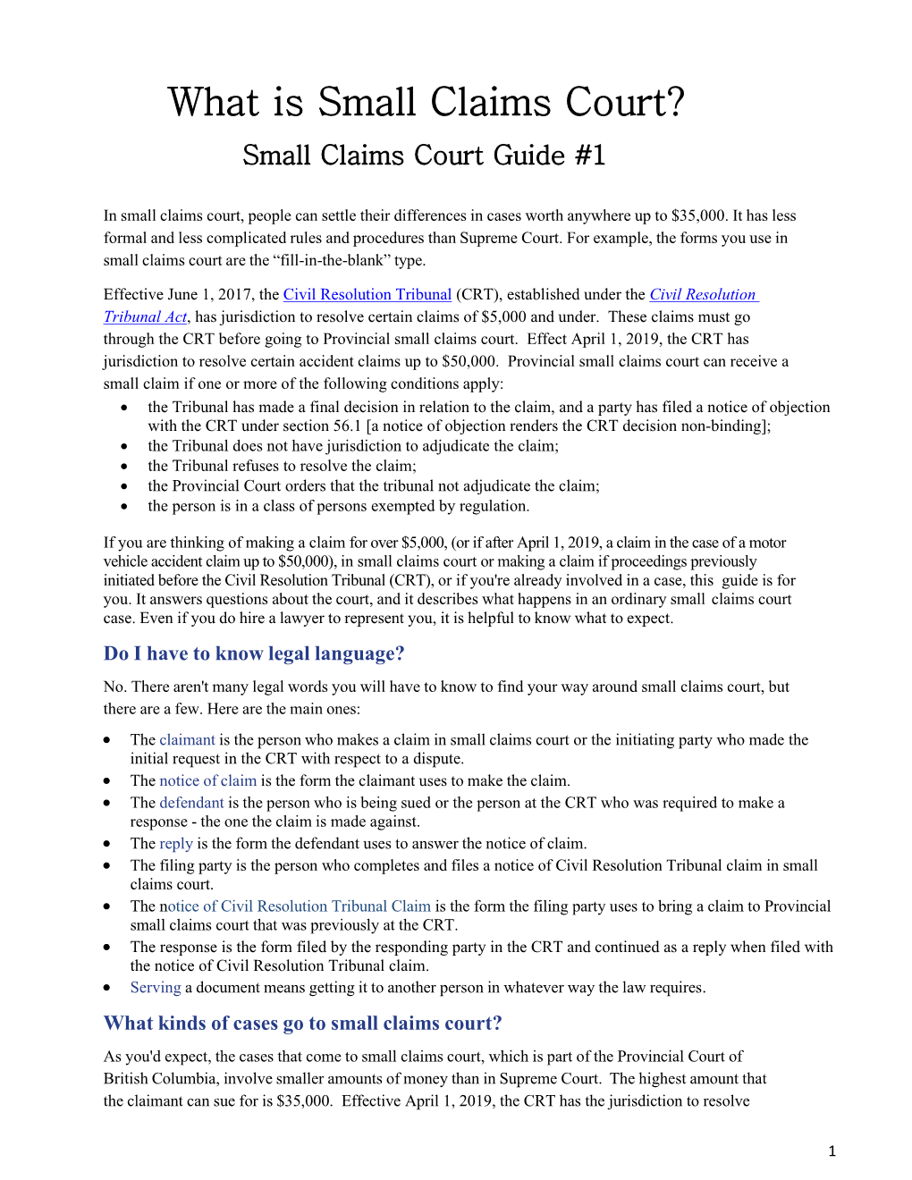 Small Claims Court Guide #1