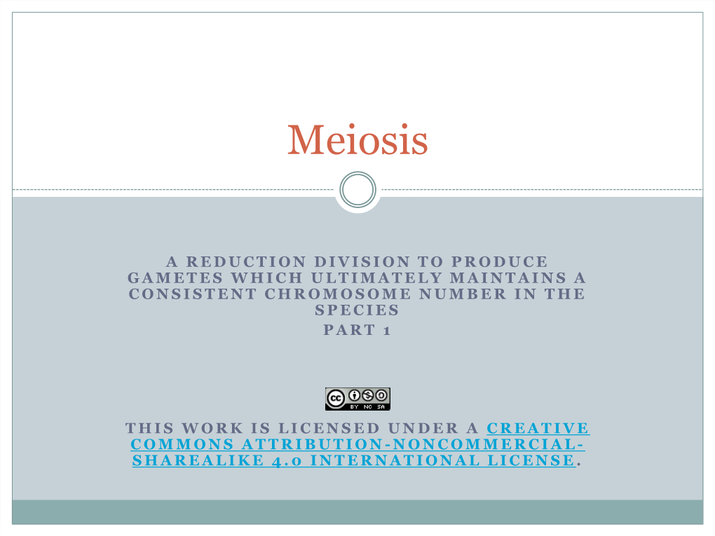 5B. Meiosis, Part 1