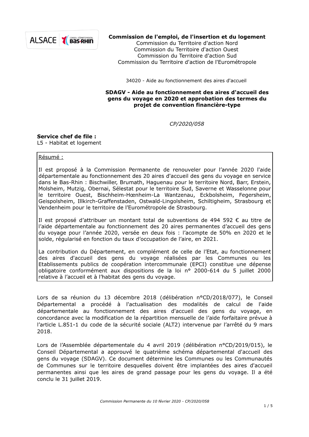 Commission De L'emploi, De L'insertion Et Du Logement Commission Du