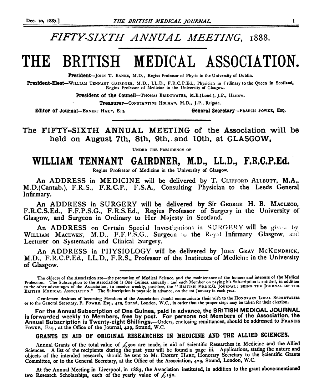 THE BRITISH MEDICAL ASSOCIATION. President-.Join T