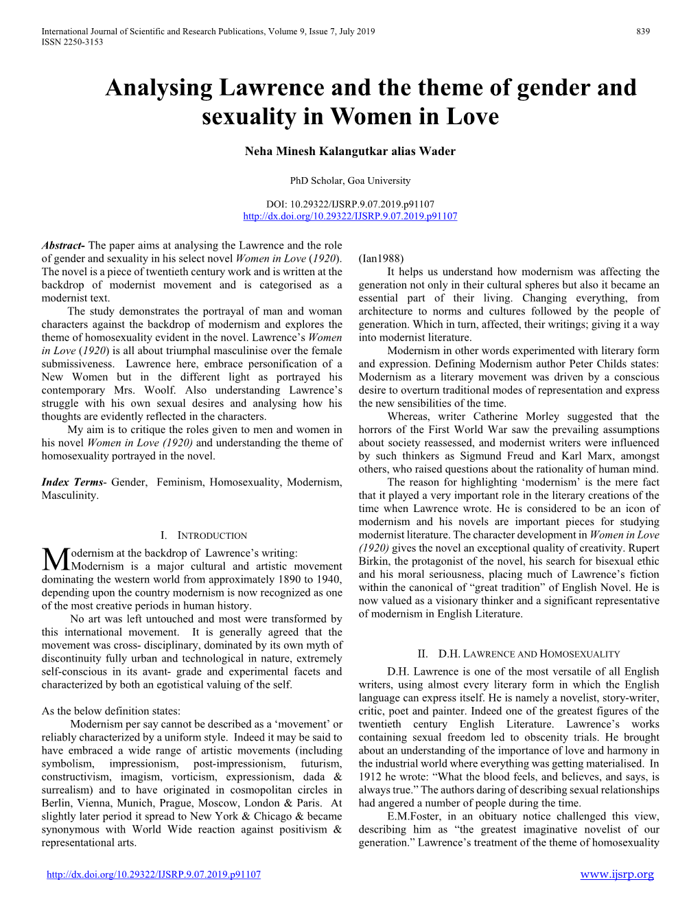 Analysing Lawrence and the Theme of Gender and Sexuality in Women in Love