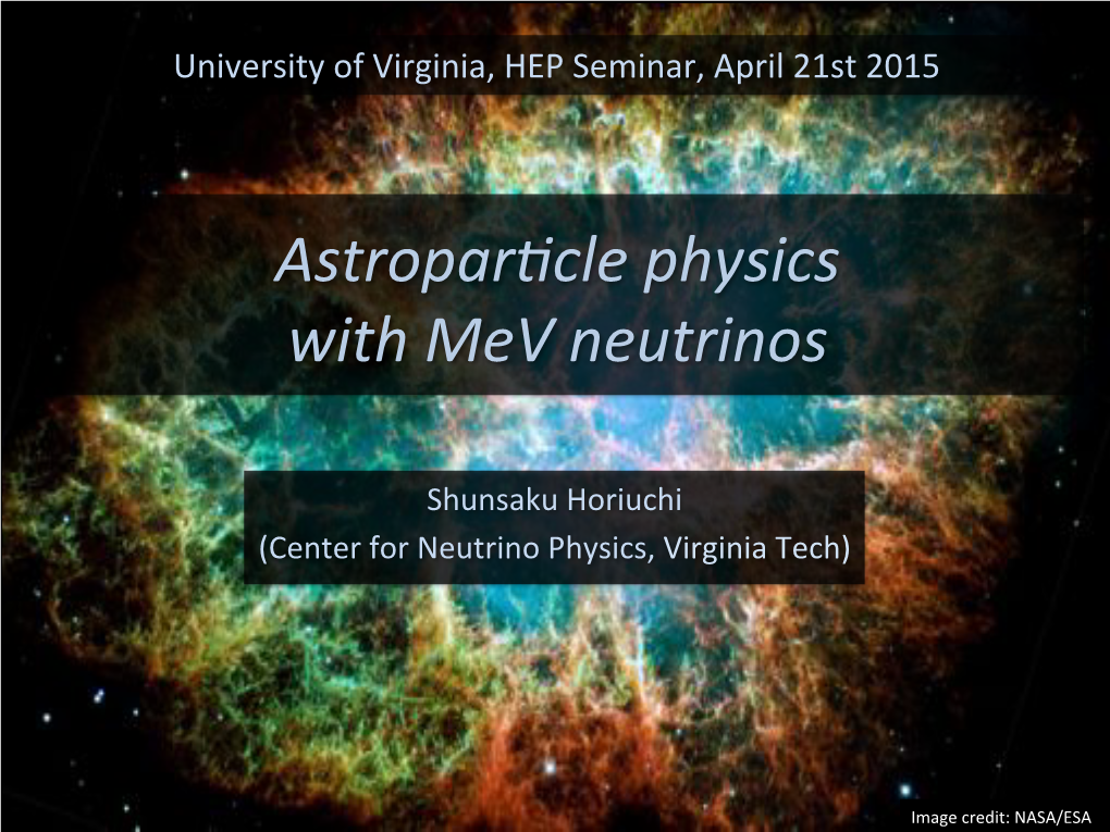 Astroparficle,Physics,, With,Mev,Neutrinos