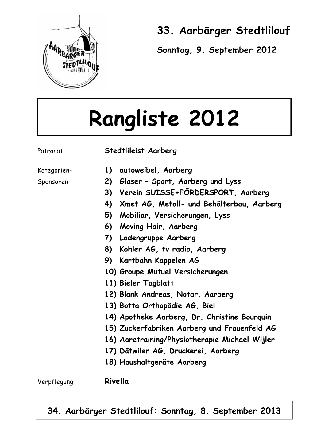 Rangliste 2012