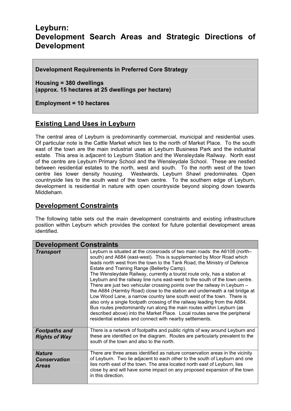 PP004 Leyburn Development Search Areas and Strategic Directions Of