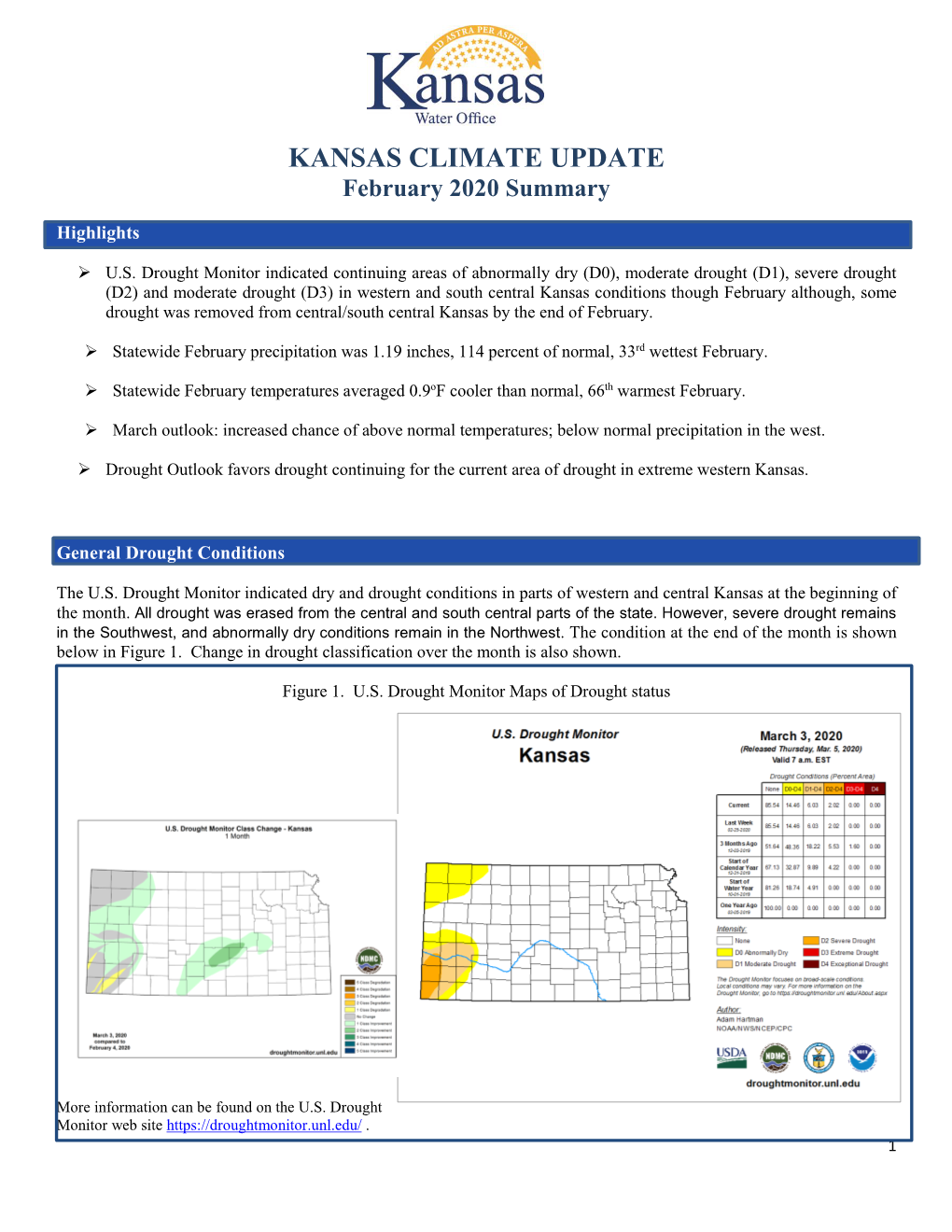 KANSAS CLIMATE UPDATE February 2020 Summary