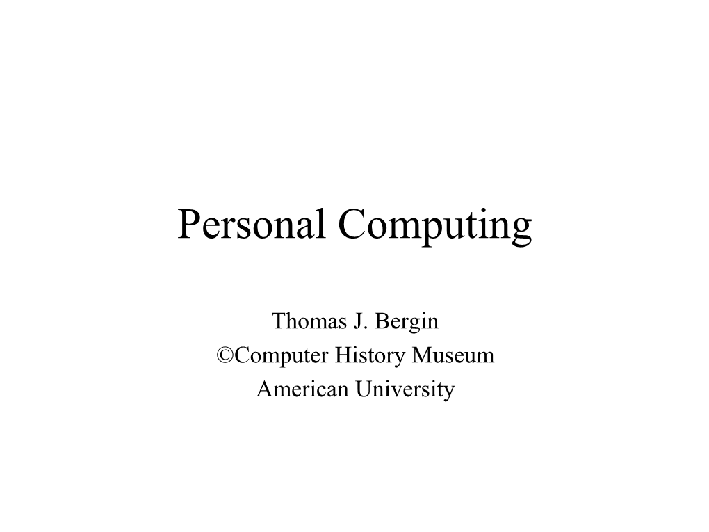 Personal Computing