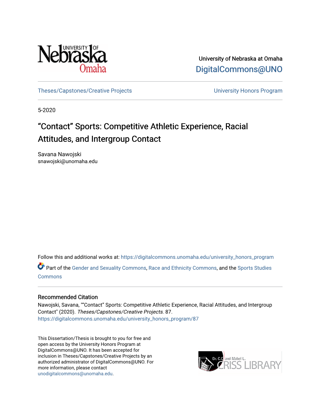 “Contact” Sports: Competitive Athletic Experience, Racial Attitudes, and Intergroup Contact