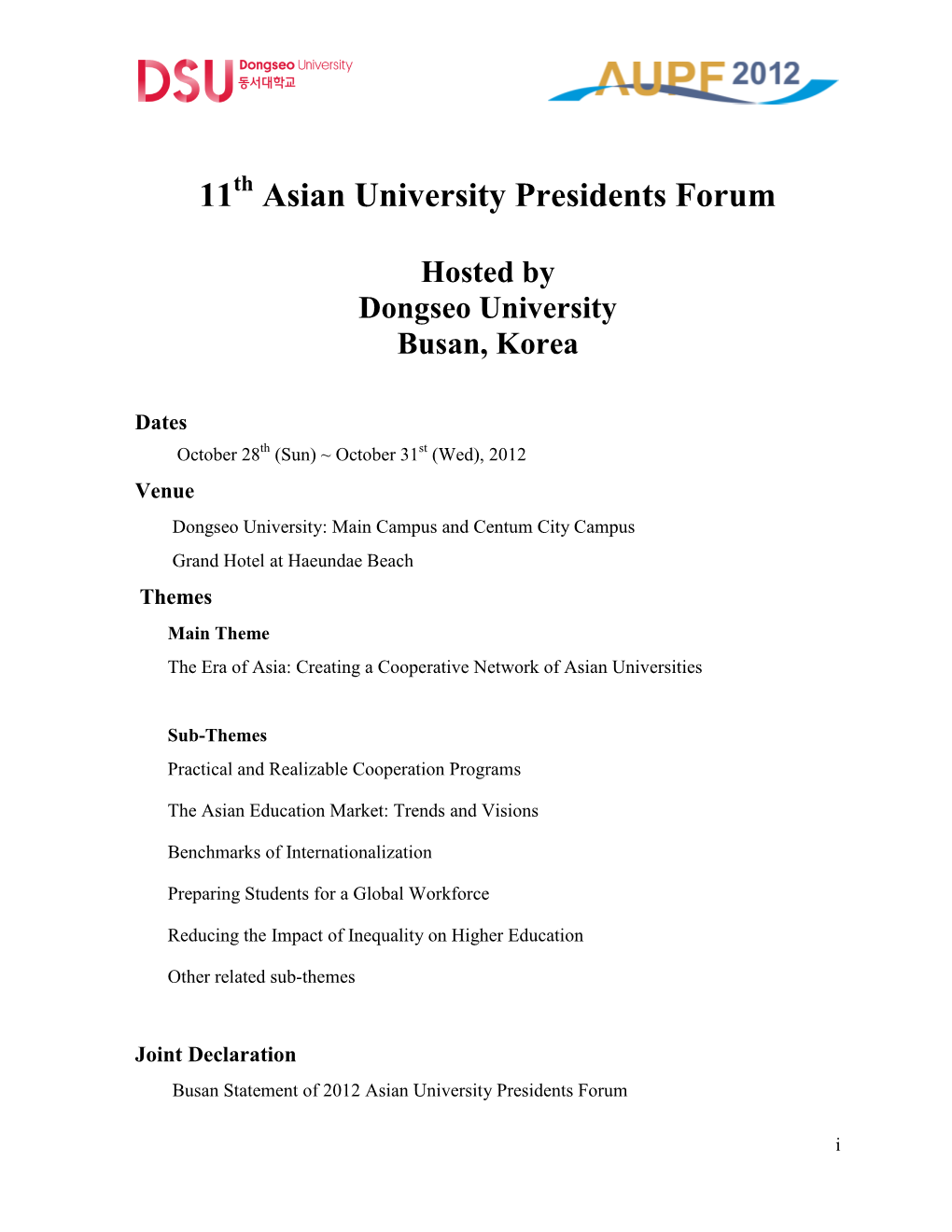 11 Asian University Presidents Forum