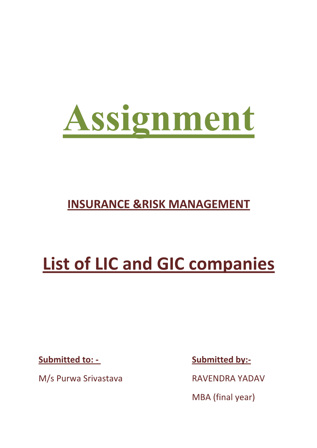 List of LIC and GIC Companies