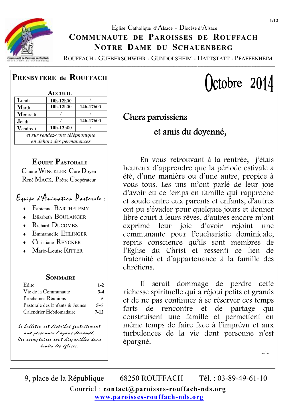 Chers Paroissiens Et Amis Du Doyenné