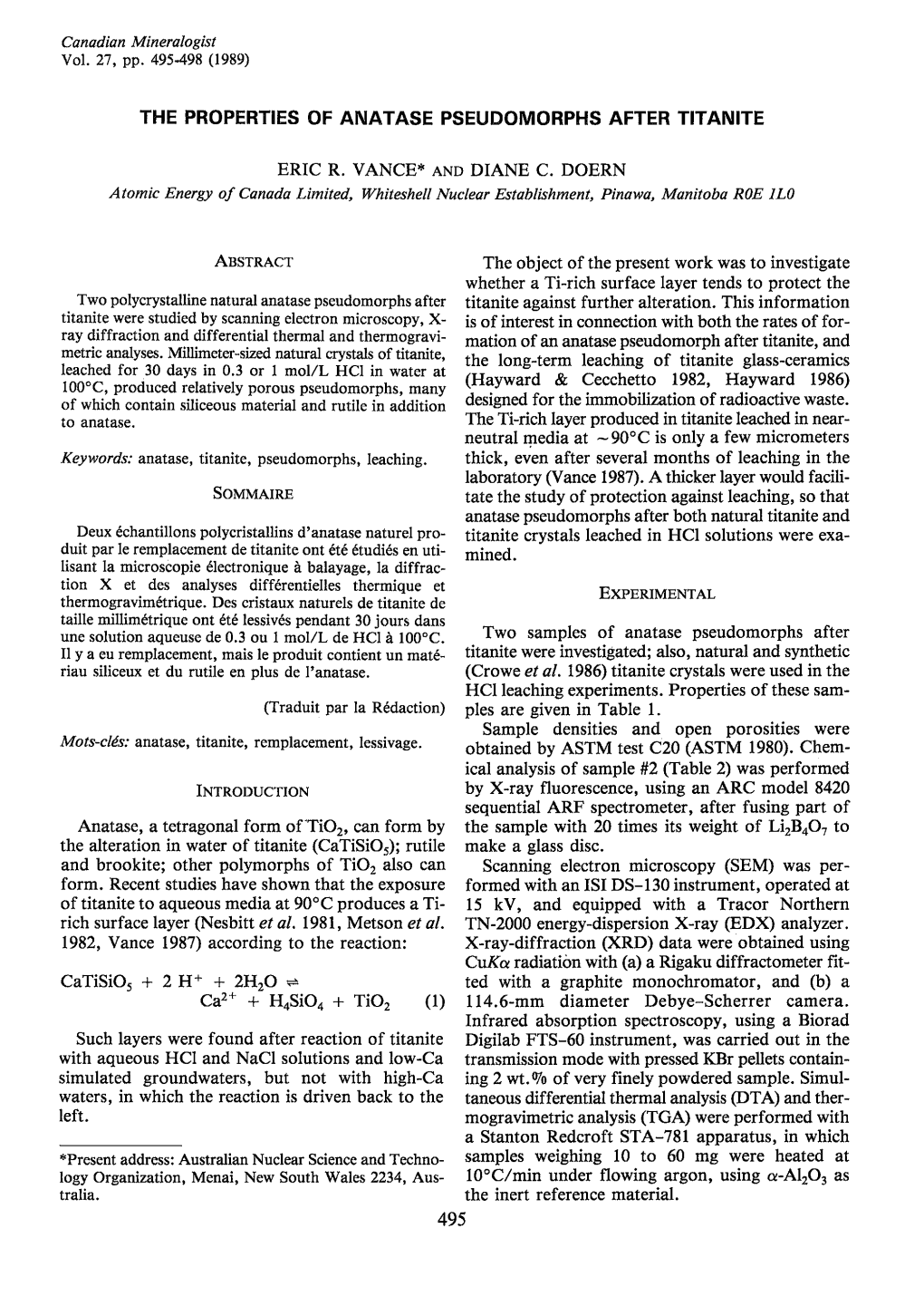 The Propertiesof Anatase Pseudomorphs After