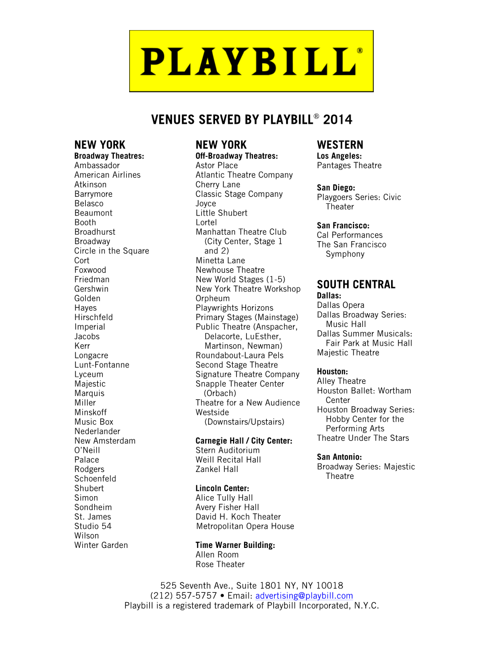 2014 Playbill Venues