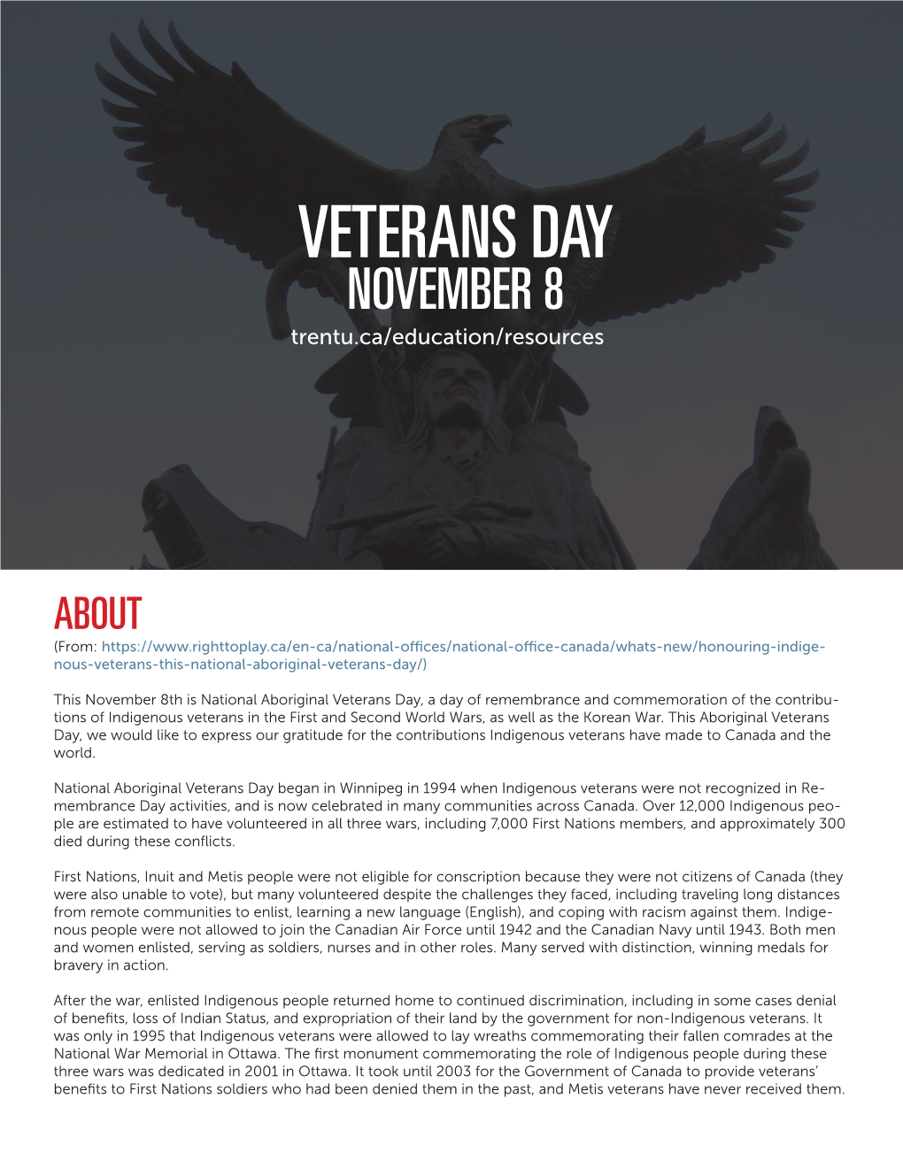 DOWNLOAD Indigenous Veterans Day Resource