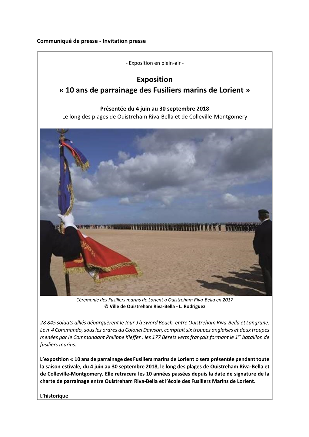 Exposition « 10 Ans De Parrainage Des Fusiliers Marins De Lorient »