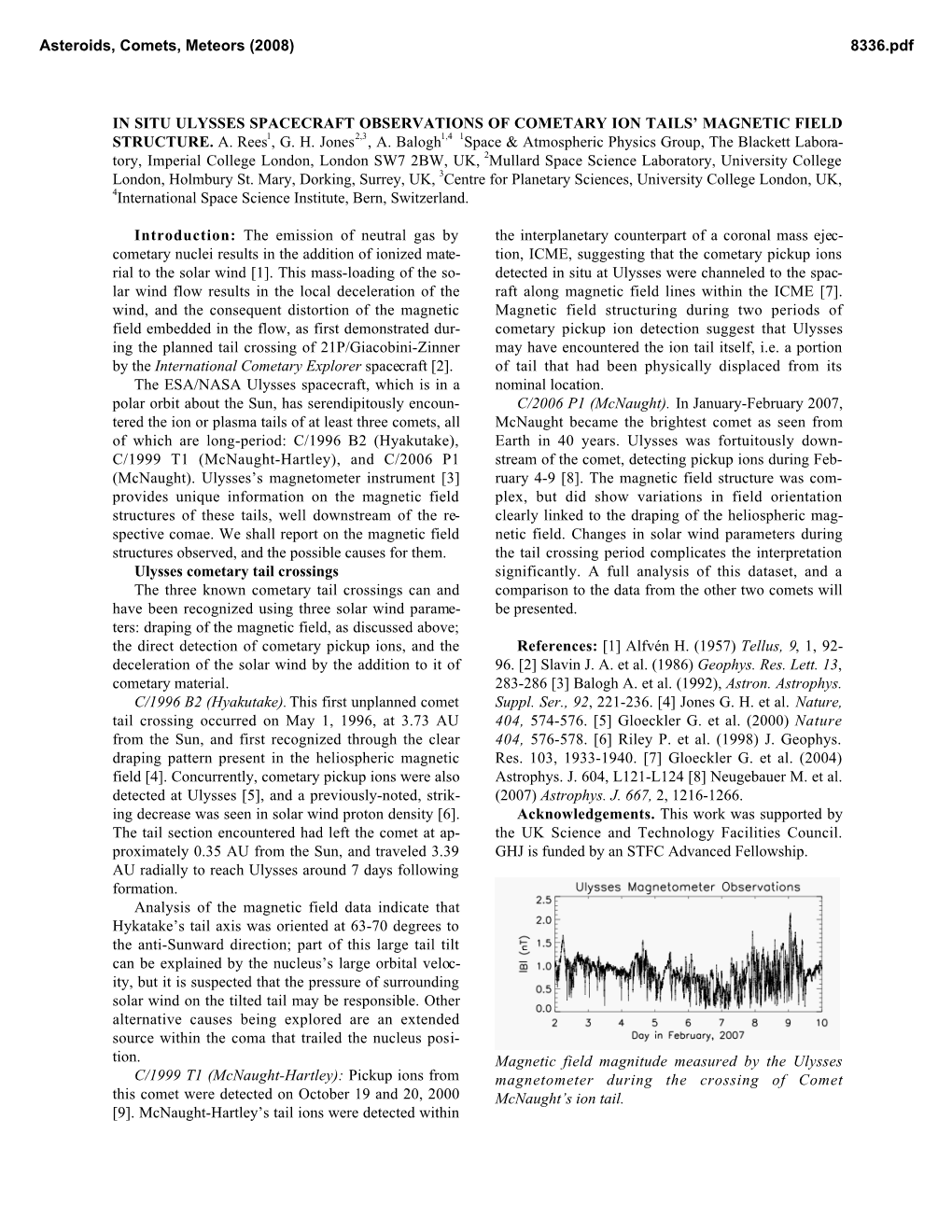 In Situ Ulysses Spacecraft Observations of Cometary Ion Tails’ Magnetic Field Structure