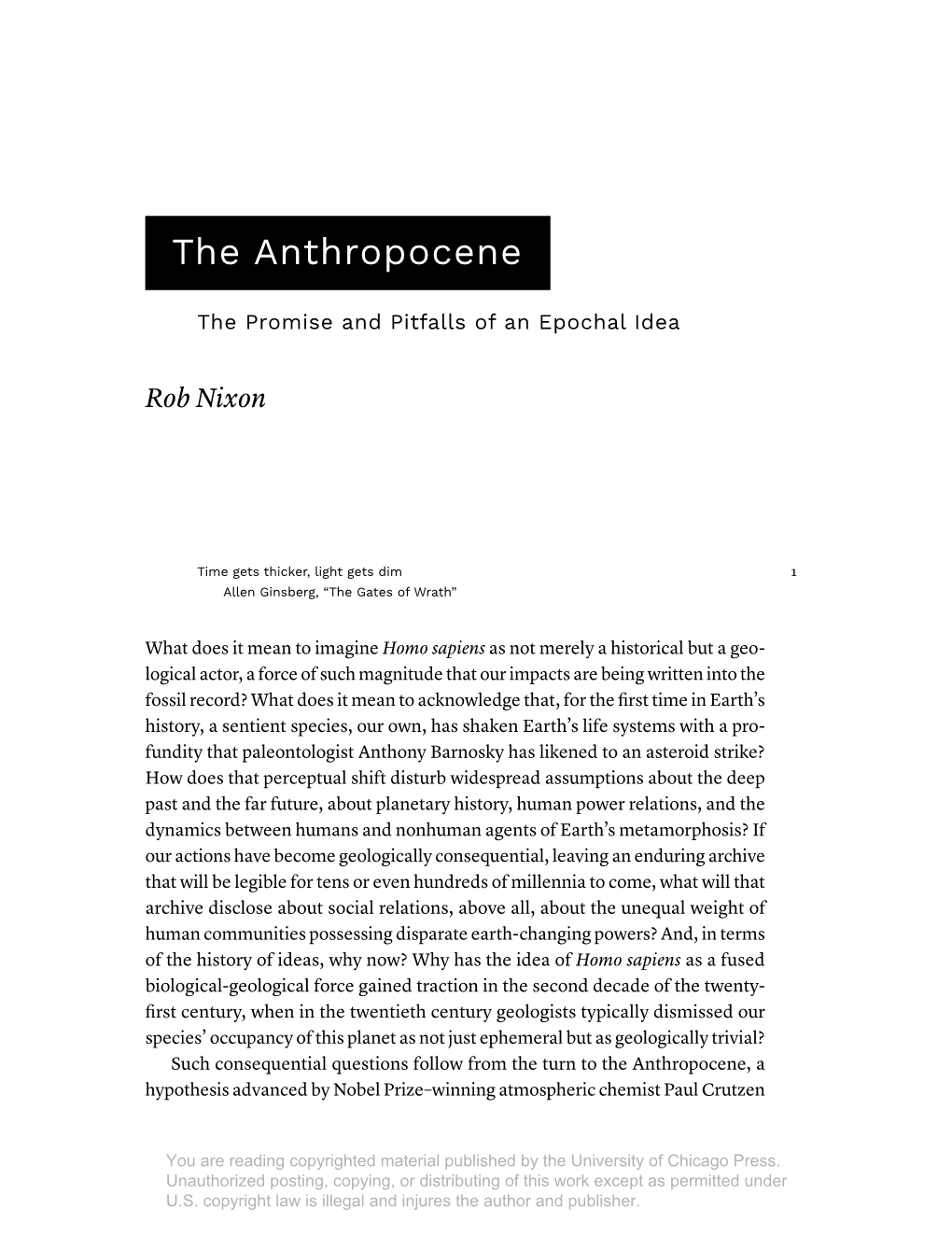 The Anthropocene