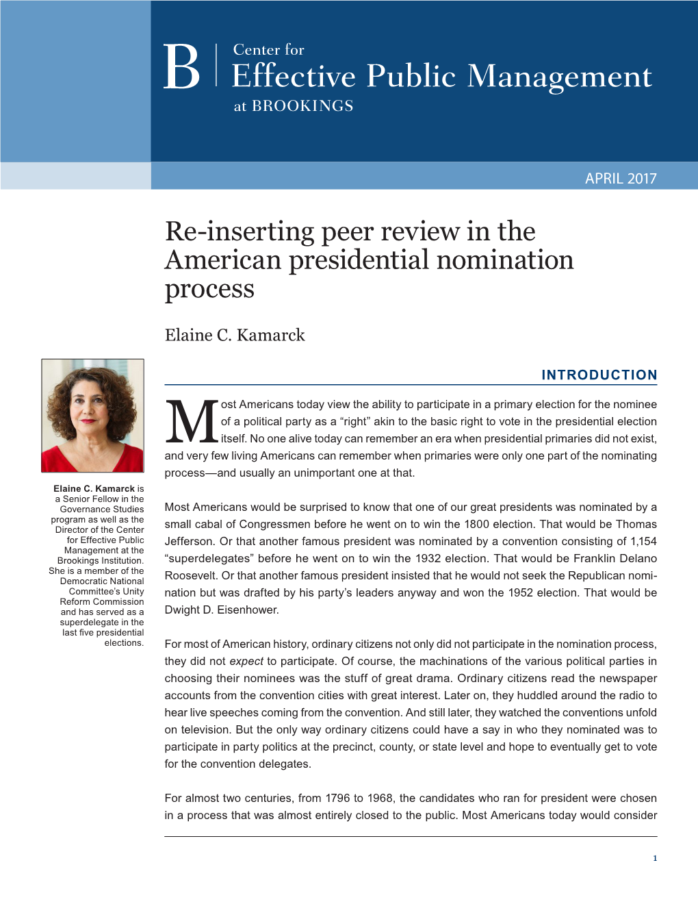 Re-Inserting Peer Review in the American Presidential Nomination Process