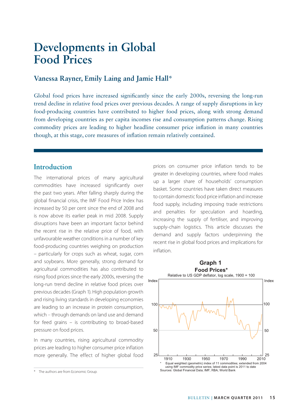 Developments in Global Food Prices