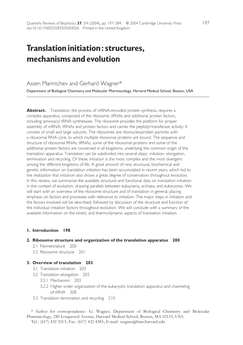 Translation Initiation: Structures, Mechanisms and Evolution