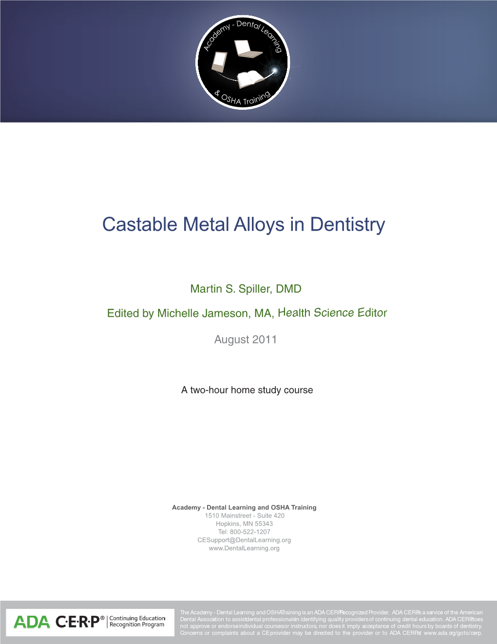 Castable Metal Alloys in Dentistry