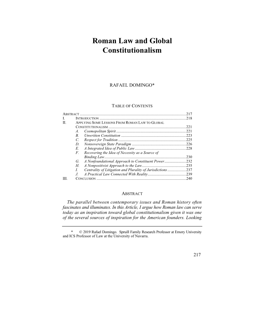 Roman Law and Global Constitutionalism