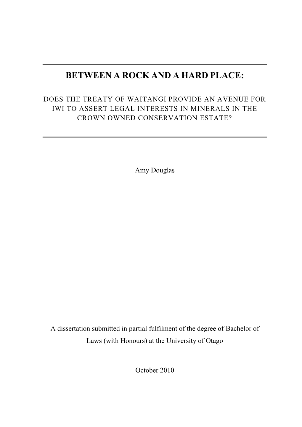 Between a Rock and a Hard Place: Does the Treaty of Waitangi Provide