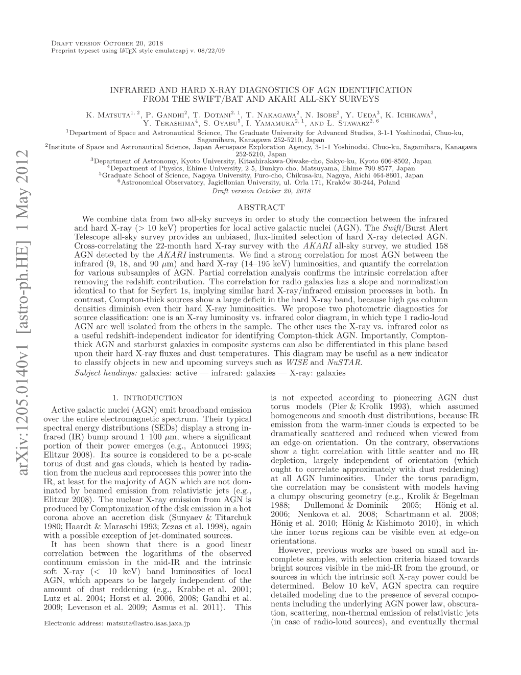 Infrared and Hard X-Ray Diagnostics of AGN Identification from the Swift