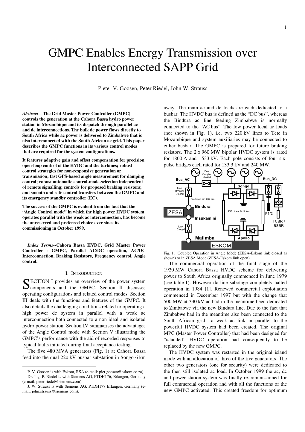 GMPC Enables Energy Transmission Over Interconnected SAPP Grid